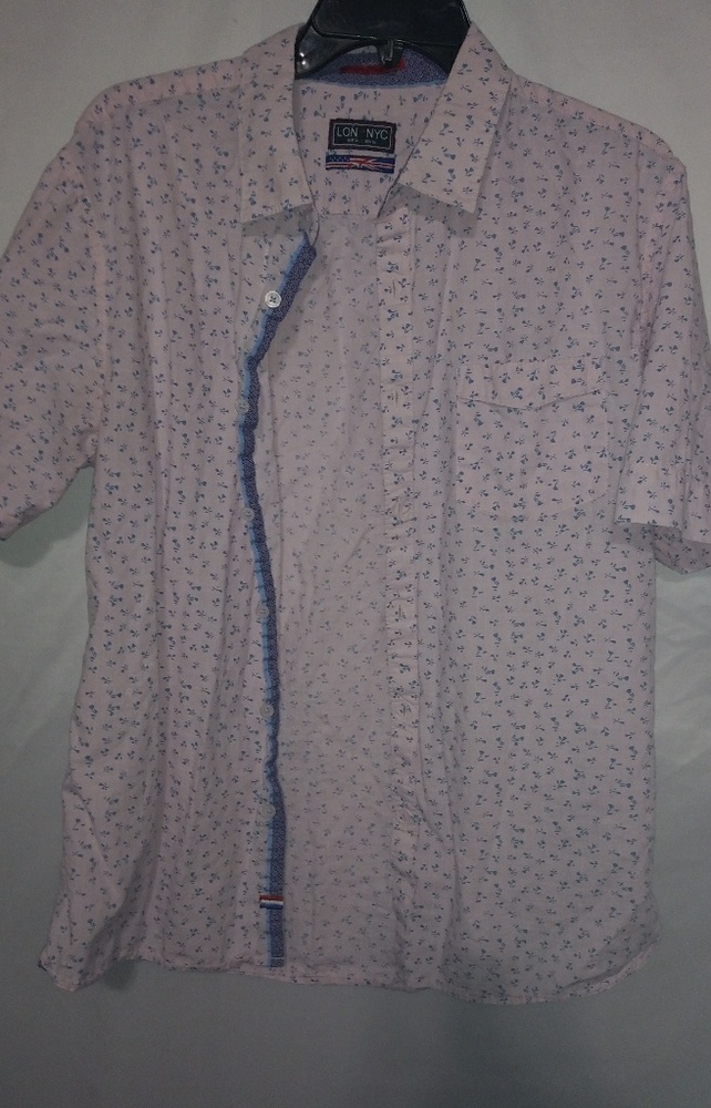 LON NYC L Mens Cotton Button Down Floral Shirt